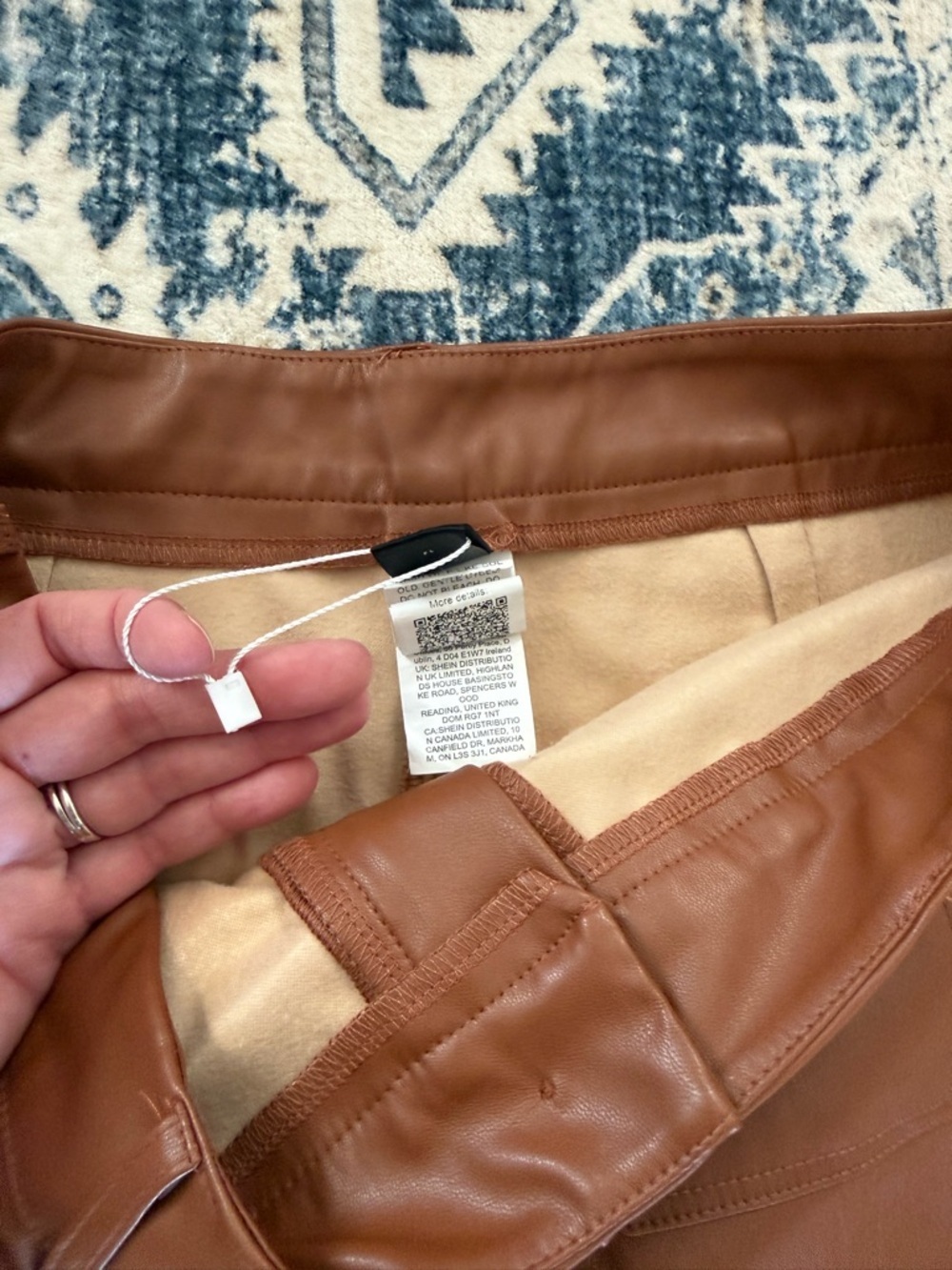 Emery Rose NWOT Faux Leather Wide Leg Pants - Cognac Brown - Picture 6 of 10
